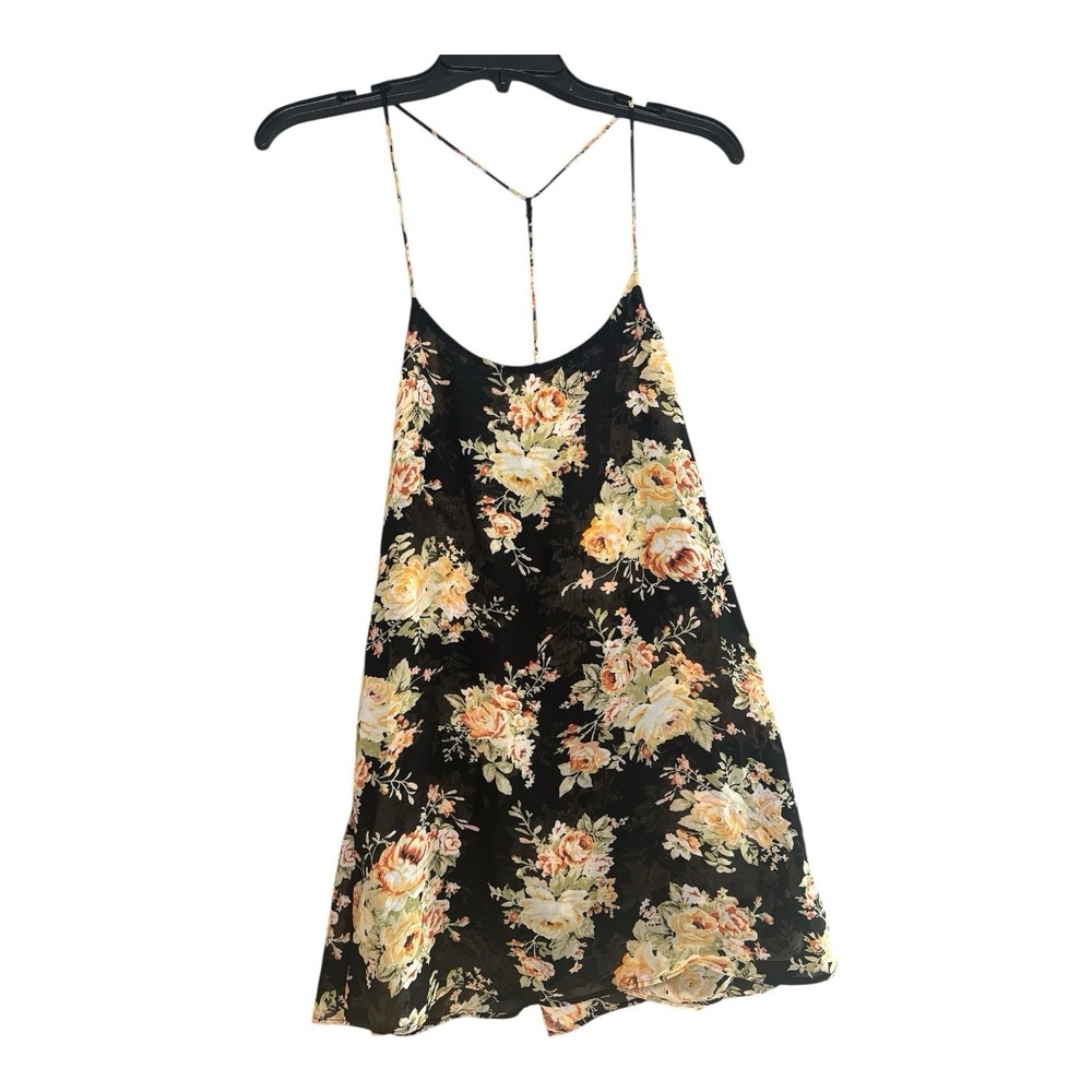 Show Me Your Mumu Floral Mini Dress Black Strappy Racerback Boho USA Womens Medi